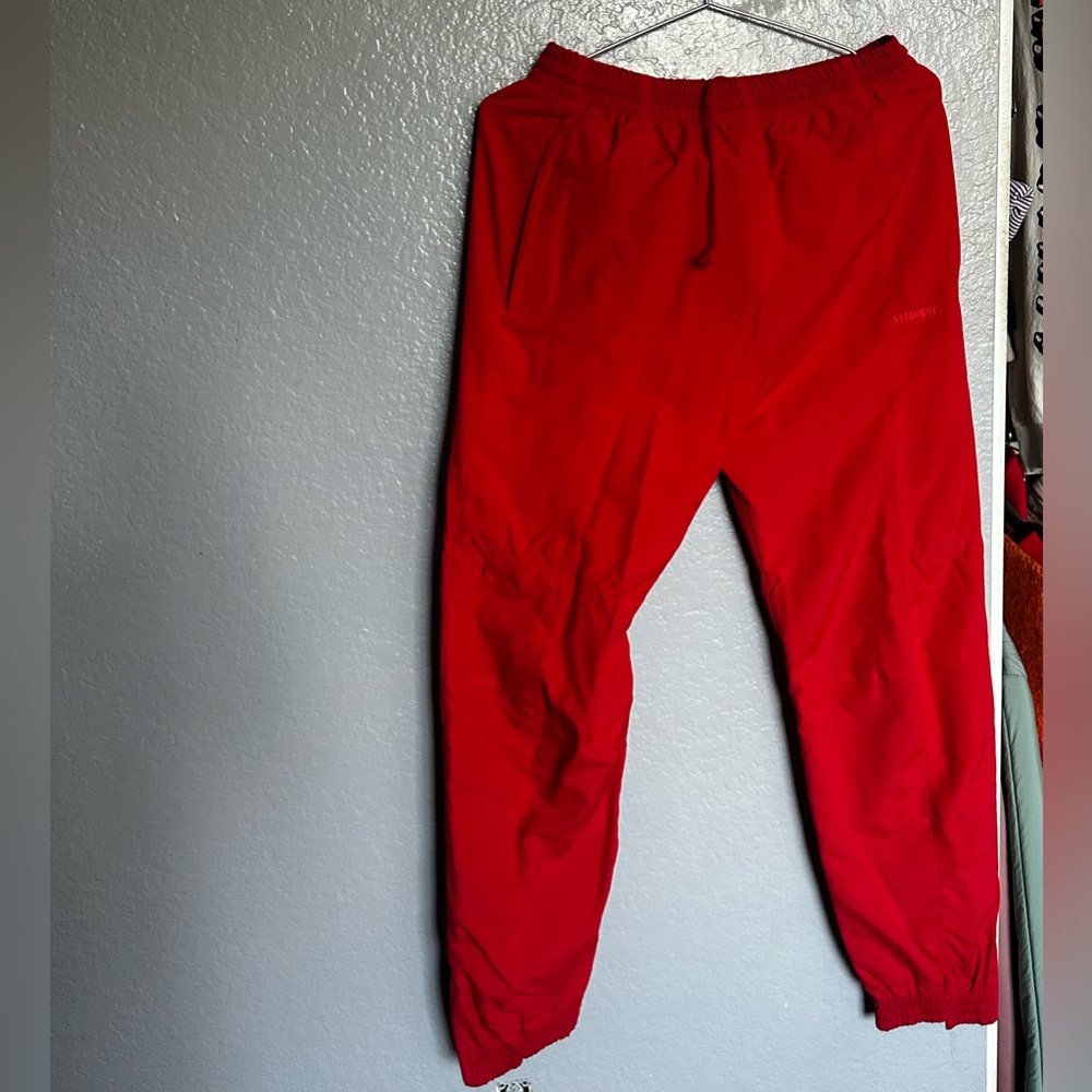 Vetements red reworked pants in size L